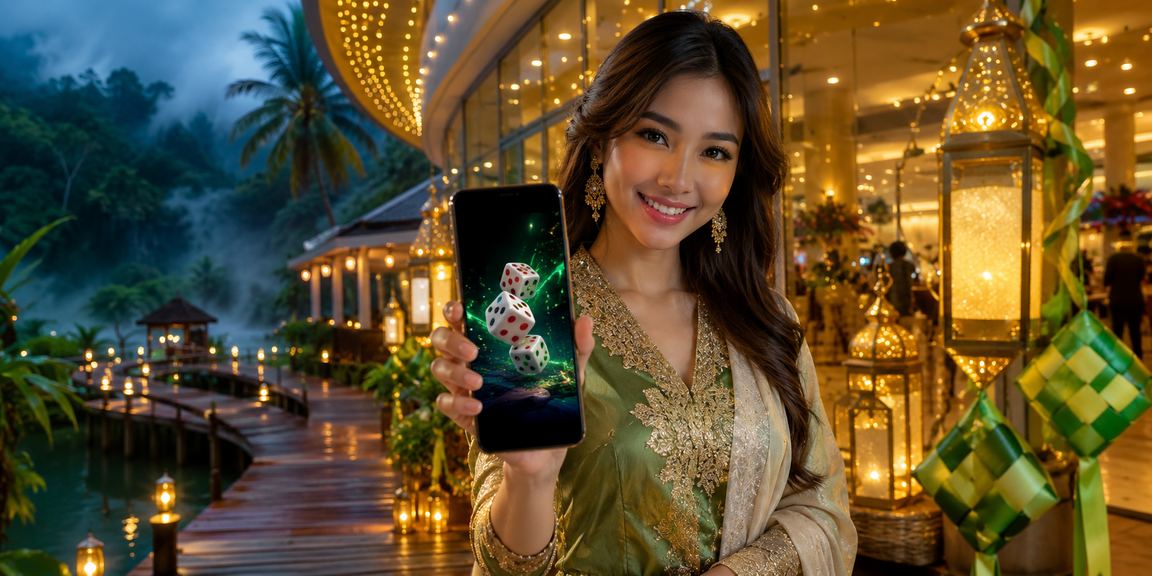 Permainan dadu bersuasana Hari Raya di Sabah Malaysia dengan elemen budaya tempatan